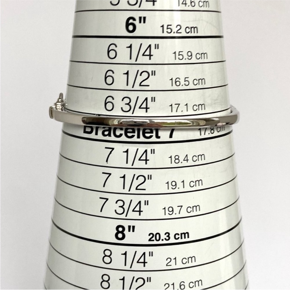 Sterling Silver 925 Oval Hinged Diamond Bangle Bracelet 6.75". Rhodium plated. - Picture 3 of 6